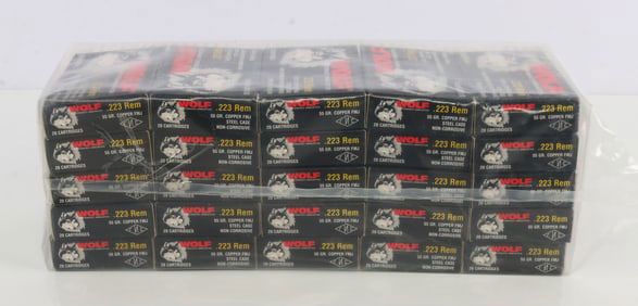 500 RDS .223 REM 55GR FMJ WOLF STEEL CASE AMMO