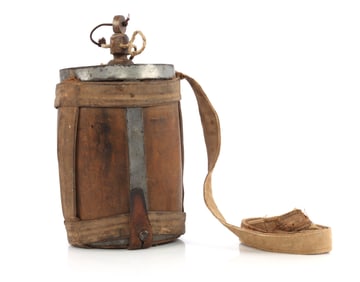 ANTIQUE ITALIAN CANTEEN WOOD AND METAL