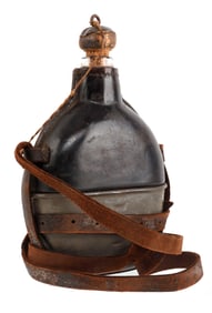 M1867 FRANCO PRUSSIAN WAR LEATHER & GLASS CANTEEN