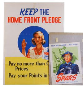 2 WWII POSTER SPARS & KEEP THE HOME FRONT PLEDGE