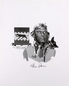 WWII US BEN DAVIS SIGNED SKETCH DEPICTION
