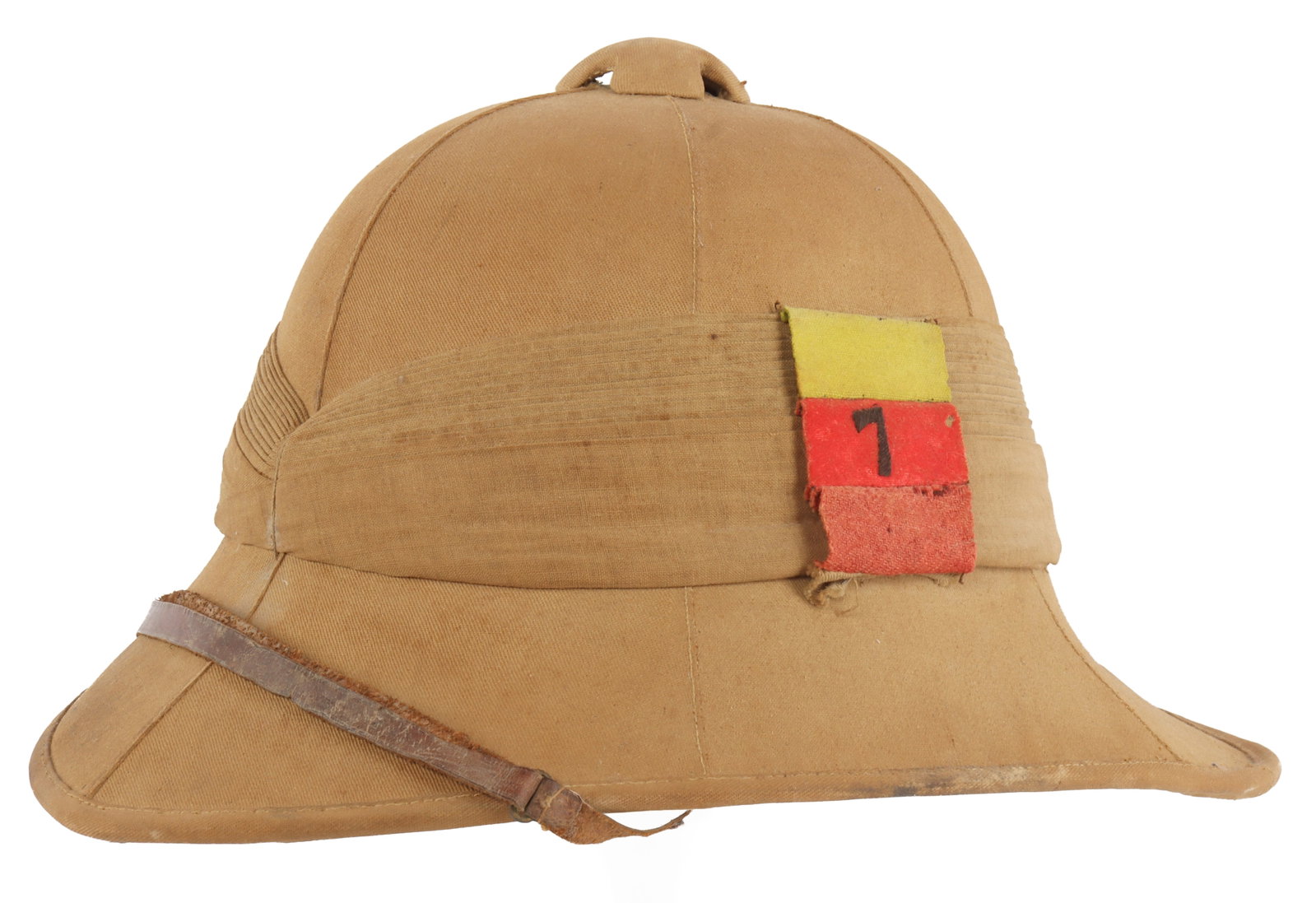 BRITISH WWI ARMY PITH HELMET: Larger wearable size, Ellwood's maker. Very good original condition.