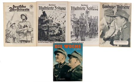 5 WWII GERMAN PANZER AND ARMY PROPAGANDA NEWSPAPER