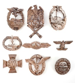 WWII GERMAN THIRD REICH BADGES LOT OF 9