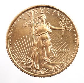 2019 GOLD 1/10 OZT OUNCE AMERICAN EAGLE BU COIN
