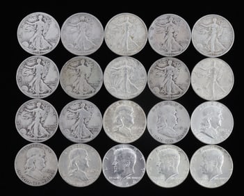 $10 FACE VALUE 90% SILVER U.S HALF DOLLAR COIN LOT