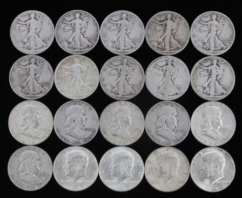 $10 FACE VALUE 90% SILVER U.S HALF DOLLAR COIN LOT