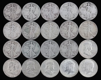 $10 FACE VALUE 90% SILVER U.S HALF DOLLAR COIN LOT