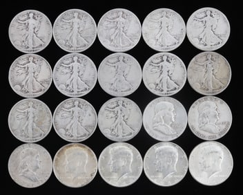 $10 FACE VALUE 90% SILVER U.S HALF DOLLAR COIN LOT