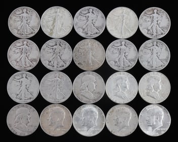 $10 FACE VALUE 90% SILVER U.S HALF DOLLAR COIN LOT