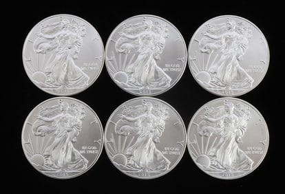 6 2015 1 OZT OUNCE SILVER AMERICAN EAGLE COIN LOT