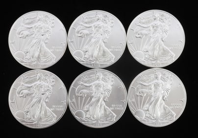 6 2015 1 OZT OUNCE SILVER AMERICAN EAGLE COIN LOT