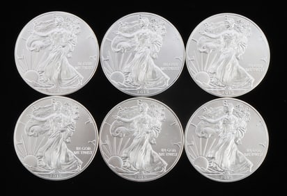 6 2015 1 OZT OUNCE SILVER AMERICAN EAGLE COIN LOT