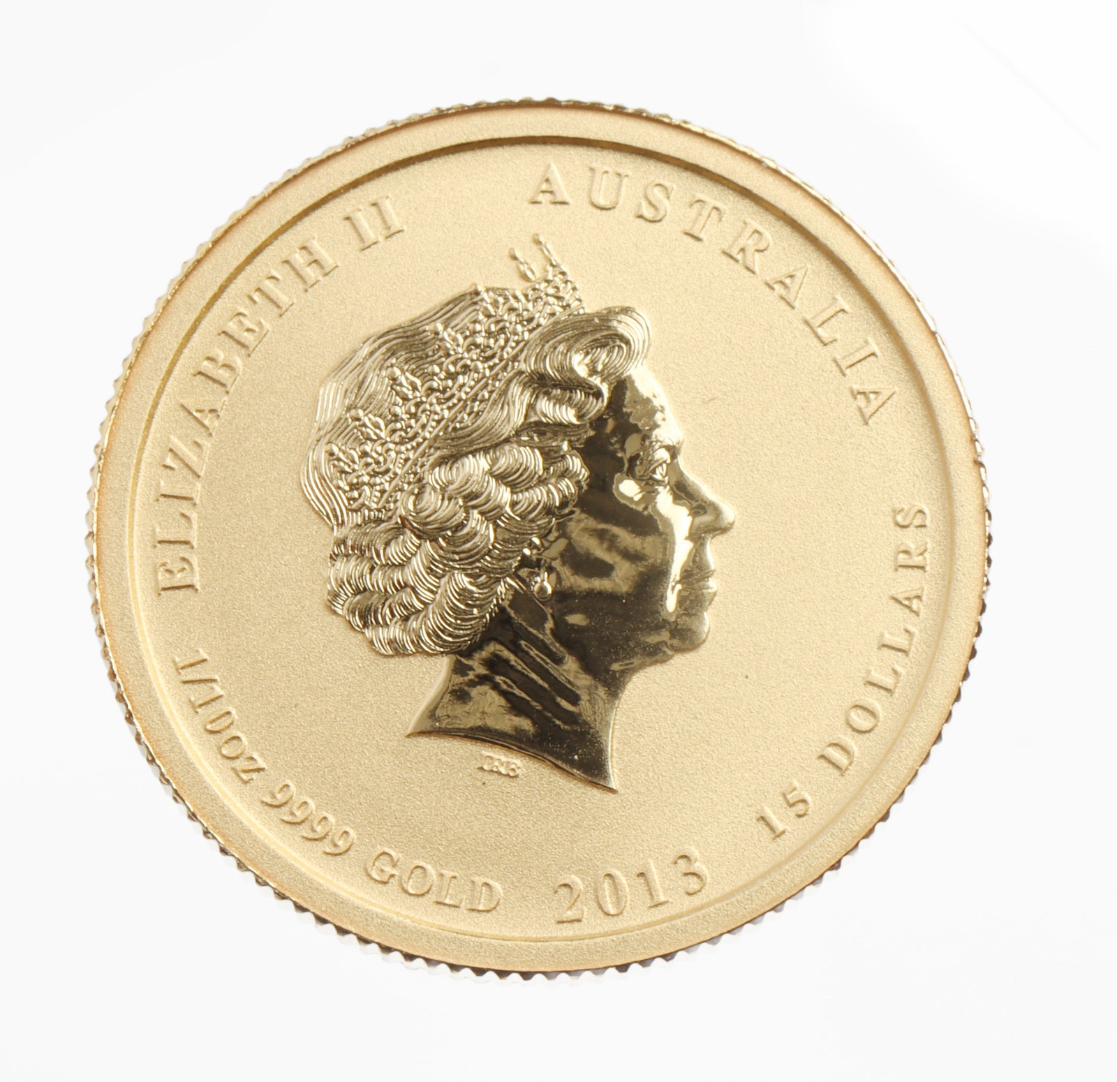 2013 GOLD AUSTRALIA 15 DOLLARS 1/10 OZT OUNCE: Proof like example. This lot has a reserve.
