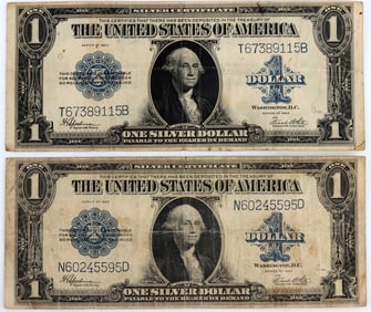 2 LARGE SIZE SILVER CERTIFICATE BANKNOTE LOT
