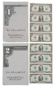 2 UNCUT CURRENCY SHEET 4 $2.00 STAR & 4 $1.00