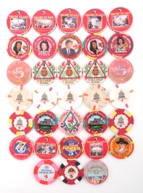 TRUMP TAJ MAHAL CASINO CHIP & TOKEN LOT OF 33