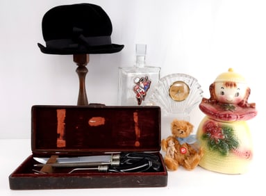 COLLECTIBLES LOT HERMAN TEDDY MIKASA CLOCK MORE