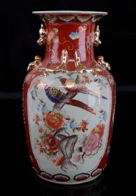 HAND PAINTED ROYAL SATSUMA 15 INCH VASE