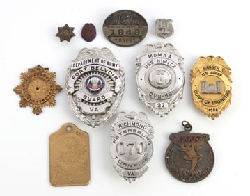 LOT OF 11 OBSOLETE LAW ENFORCEMENT BADGES