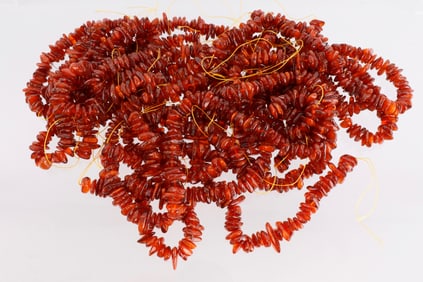 10 16 INCH AMBER BEAD NECKLACE LOT