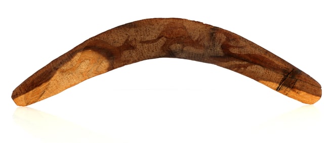 AUSTRALIAN ABORIGINAL STYLE CARVED WOOD BOOMERANG