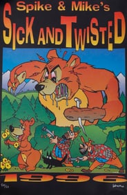 SPIKE & MIKE SICK AND TWISTED 1996 SIGNED POSTER