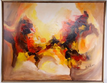 HILDA GLEIZER RINDOM ABSTRACT OIL PAINTING