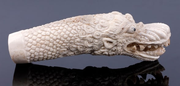 ANTIQUE BONE DRAGON KNIFE HANDLE