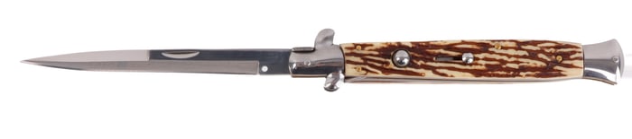 STAG HANDLE SWITCHBLADE KNIFE 12 1/2 INCH OPEN