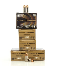 100 ROUNDS FEDERAL PREMIUM 9MM HST HOLLOW POINT