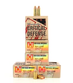 100 ROUNDS HORNADY CRITICAL DEFENSE 9MM AMMO