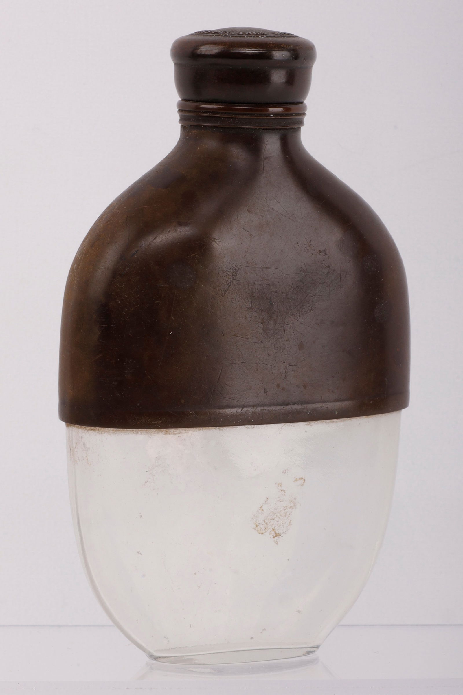 GOODYEAR RUBBER CO. 1866 PATENT WHISKEY FLASK: 1866 Goodyear Patent screw top. measures 5 inches. Very good original condition.