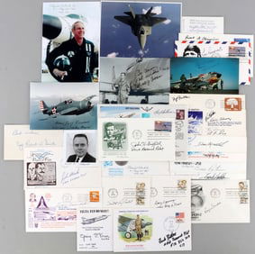 25 TEST PILOT AUTOGRAPHS SIGNED CARDS LOT OF 25