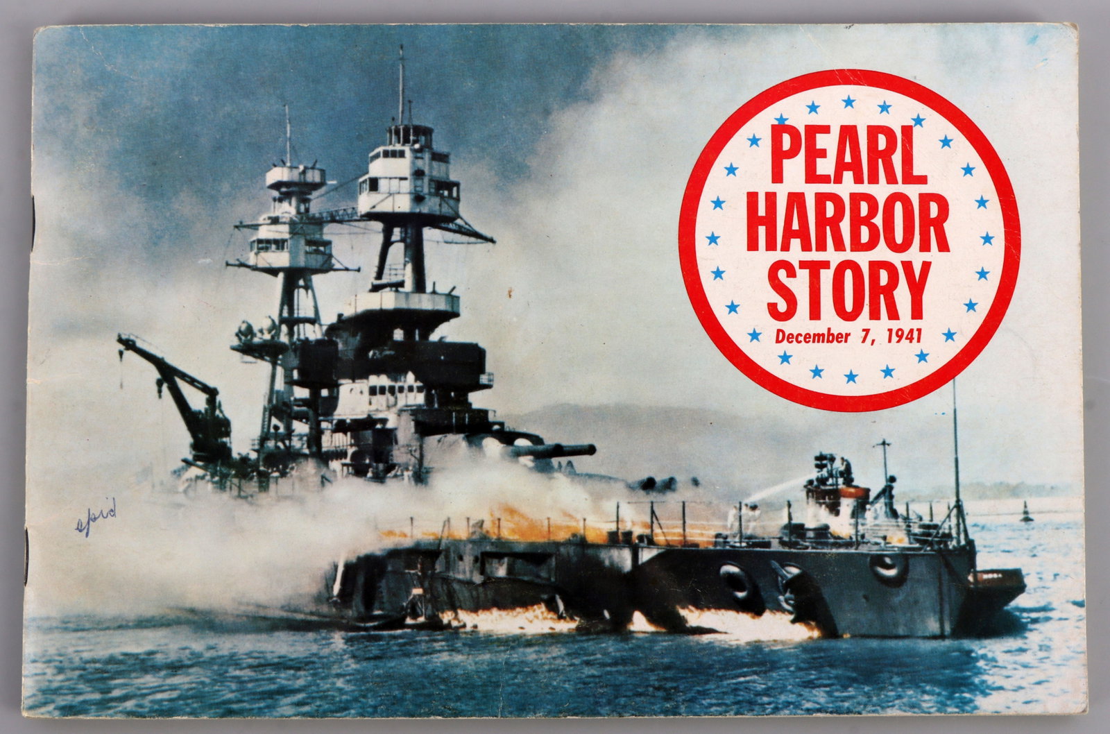 WWII US PEARL HARBOR SIGNATURES ON BOOKLET: A copy of the booklet 'Pearl Harbor Story' by William T. Rice, signed by nine veterans of the attack. Very good, original condition.