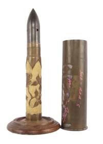81 MM MORTAR & 105 MM ROUND ETCHED & MOUNTED