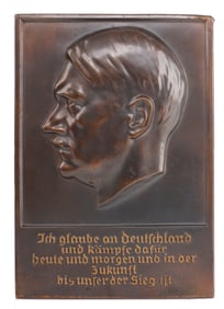 WWII GERMAN ADOLF HITLER BRONZE HIGH RELIEF PLAQUE