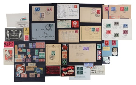 WWII GERMAN THIRD REICH POSTAGE STAMPS & ENVELOPES