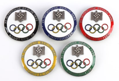 WWII GERMAN REICH BERLIN 1936 OLYMPIC BADGES LOT 5