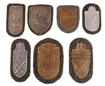 WWII GERMAN THIRD REICH CAMPAIGN SHIELDS LOT OF 6
