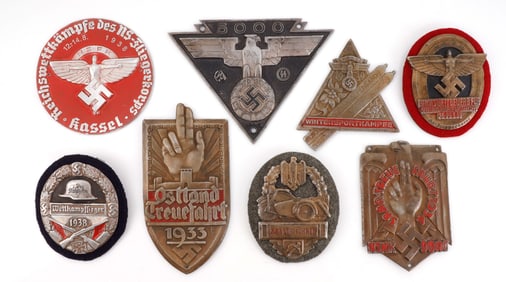 WWII GERMAN THIRD REICH PLAQUES & BADGES LOT OF 8