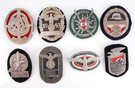 WWII GERMAN THIRD REICH SHIELDS & BADGES LOT OF 8