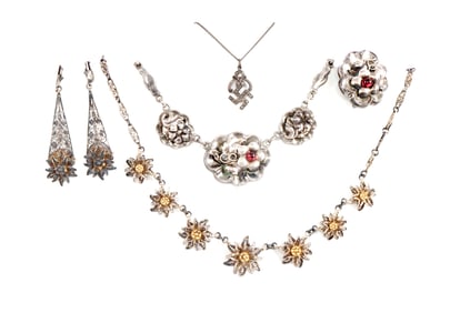 WWII GERMAN WOMENS JEWELRY SET 800 SILVER