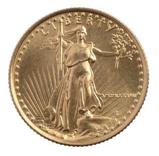 1988 GOLD 1/10 OZT OUNCE AMERICAN EAGLE BU COIN: Brilliant uncirculated. This lot reserved at melt.