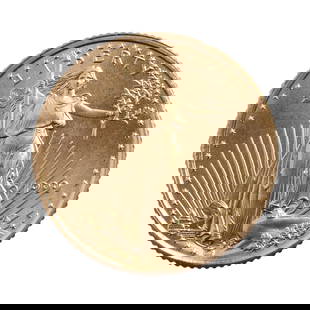 1999 GOLD 1/10 OZT OUNCE AMERICAN EAGLE BU COIN: Brilliant uncirculated. This lot reserved at melt.