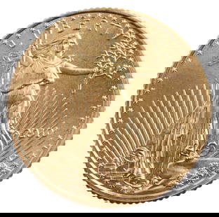 2010 GOLD 1/10 OZT OUNCE AMERICAN EAGLE BU COIN: Brilliant uncirculated. This lot reserved at melt.