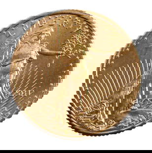 2011 GOLD 1/10 OZT OUNCE AMERICAN EAGLE BU COIN: Brilliant uncirculated. This lot reserved at melt.