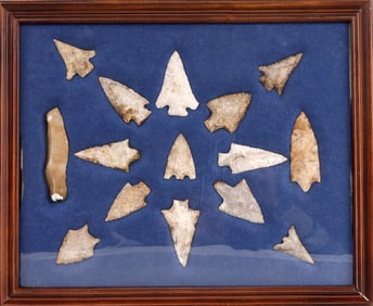 DECORATIVE FRAME OF 15 FLORIDA NATIVE ARROWHEADS