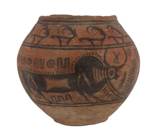 INDUS VALLEY IRAN COW & PLANT JAR ARTIFACT