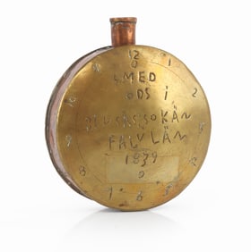 BRASS FALULAN SWEDEN ETCHED 1839 CANTEEN
